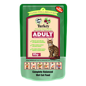 Cheap James Wellbeloved Adult Cat Pouch Turkey 12 x 85g